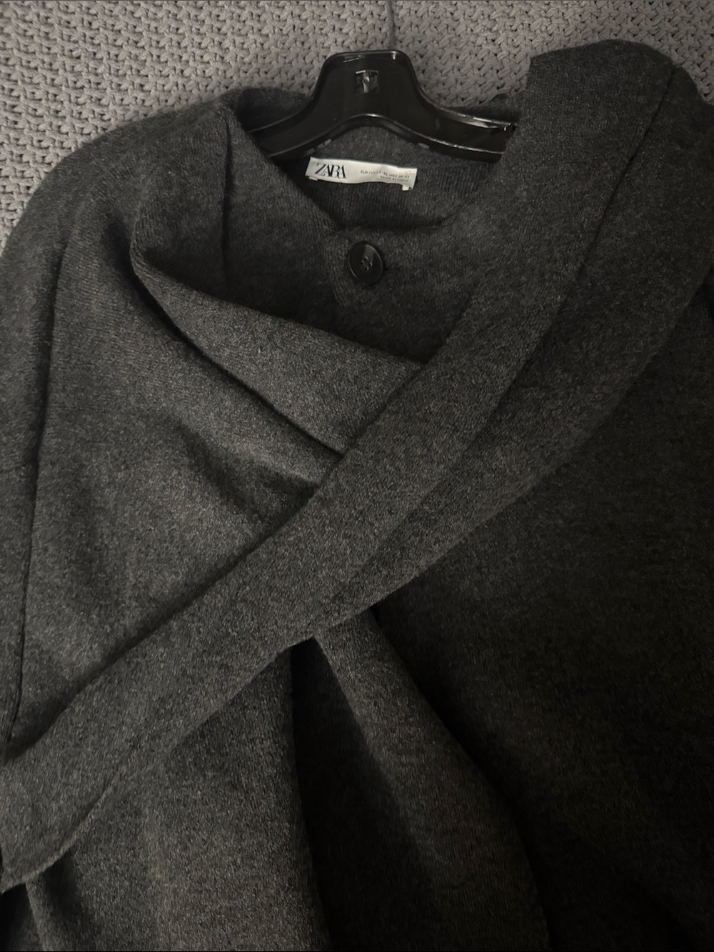 Zara Charcoal Gray Shawl Collar Cape Coat